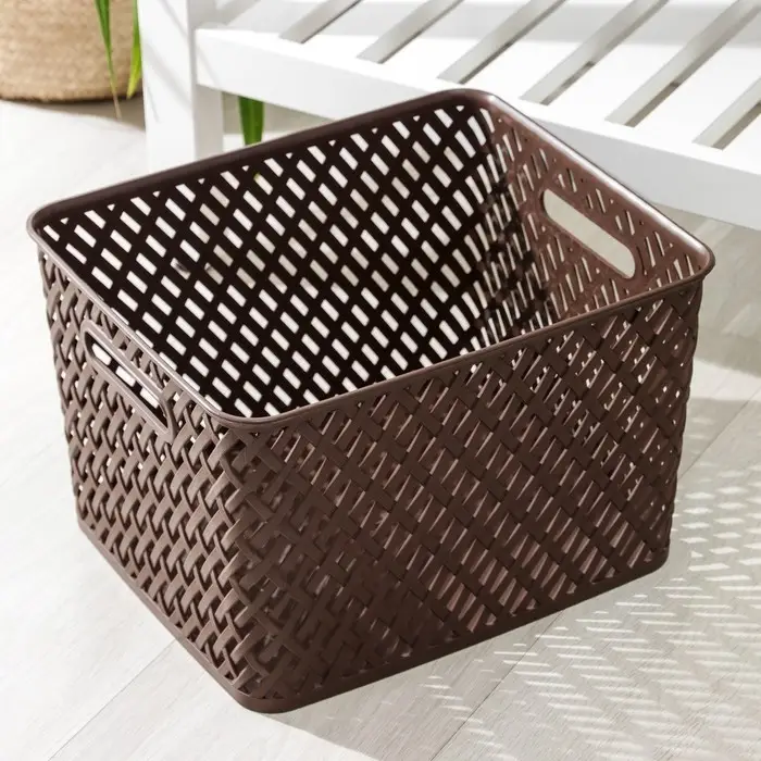 Корзина для хранения &laquo;Плетёнка&raquo;, 34.5&times;30&times;22.5 см, коричневая