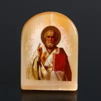 Икона Николай Угодник, 6х5 см, селенит