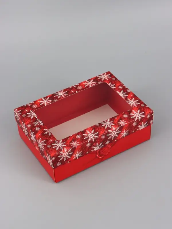 Коробка подарочная складная, крышка - дно, с окном &laquo;С Новым Годом&raquo; 24&times;17&times;8 см
