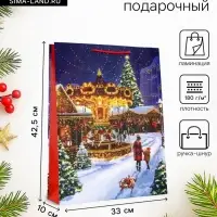 Пакет подарочный новогодний ламинированный, &laquo;Новогодний парк&raquo;, 33&times;10&times;42.5 см