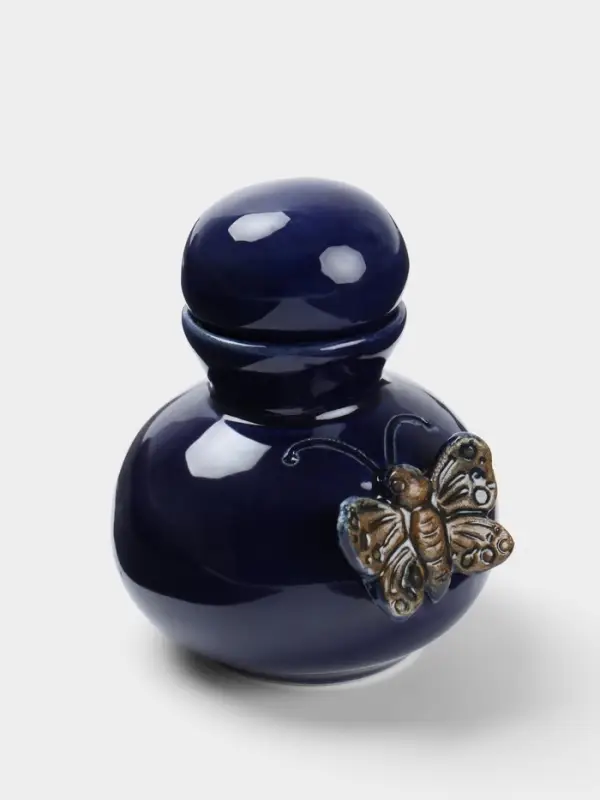 Сосуд для масла &laquo;Бабочка&raquo;, 8&times;8&times;10 см, керамика, синий