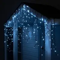 Гирлянда &laquo;Бахрома&raquo; 3&times;0.9 м, IP65, УМС, тёмная нить каучук, 144 LED, свечение белое, 220 В