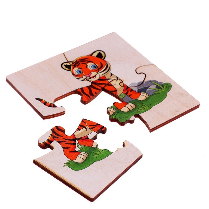 Фигурные пазлы из дерева «Дикие животные» 10 пазлов в наборе Фигурные пазлы из дерева «Дикие животные» 10 пазлов в наборе