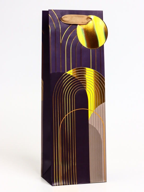 Пакет ламинированный под бутылку "Графика", 12 х 36 х 8 см