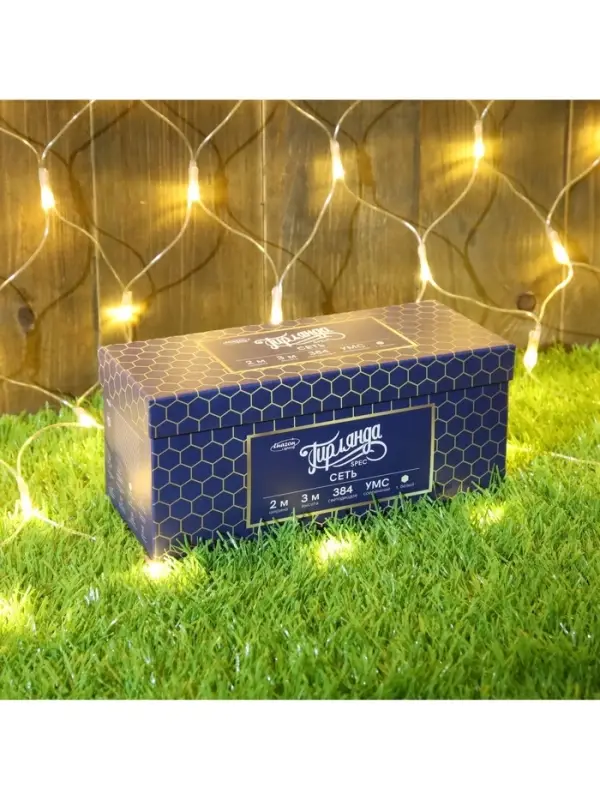 Гирлянда &laquo;Сеть&raquo; 2&times;3 м, IP44, УМС, прозрачная нить, 384 LED, свечение тёплое белое, 220 В