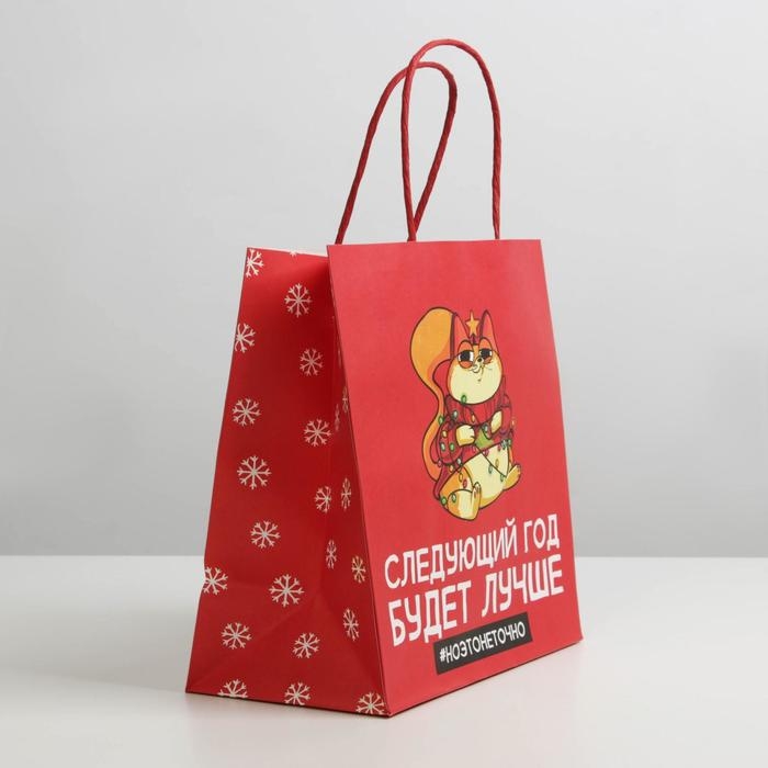Пакет подарочный новогодний «Следующий год будет лучше», 22 х 22 х 11 см Пакет подарочный новогодний «Следующий год будет лучше», 22 х 22 х 11 см