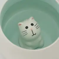 Кружка Доляна &laquo;Котик&raquo;, 360 мл, керамика, белая, бирюзовая