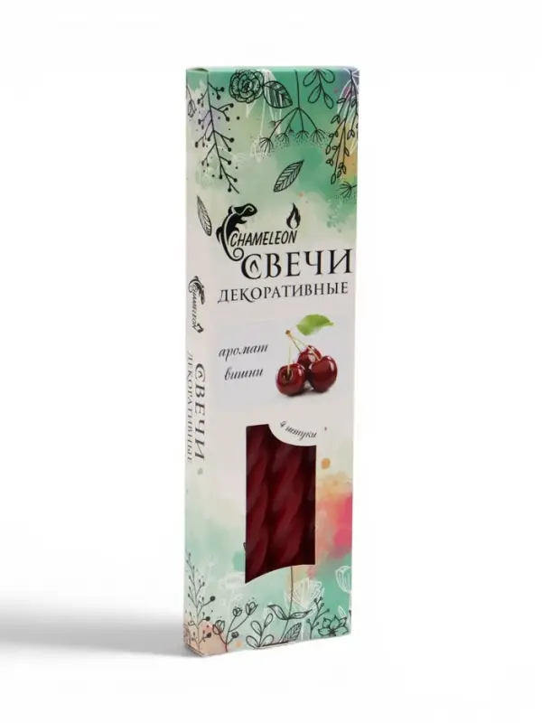 Набор: свечи ароматизированные витые 1.9&times;24 см, 4 шт., 40 г, 8 ч, вишня