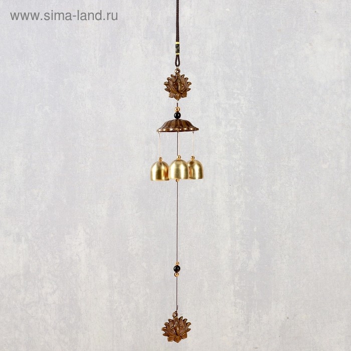 Музыка ветра металл "Ганеша в лотосе" 3 колокольчика 40 см