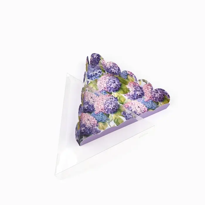 Коробка для кондитерских изделий с пластиковой крышкой «Гортензия», 18 х 3 см