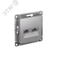 Розетка ATLASDESIGN двойная компьютерная RJ45+RJ45 категория 5E механизм алюминий