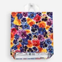 Пакет "Цветочки", полиэтиленовый, с петлевой ручкой, 42 x 38 см, 37 мкм