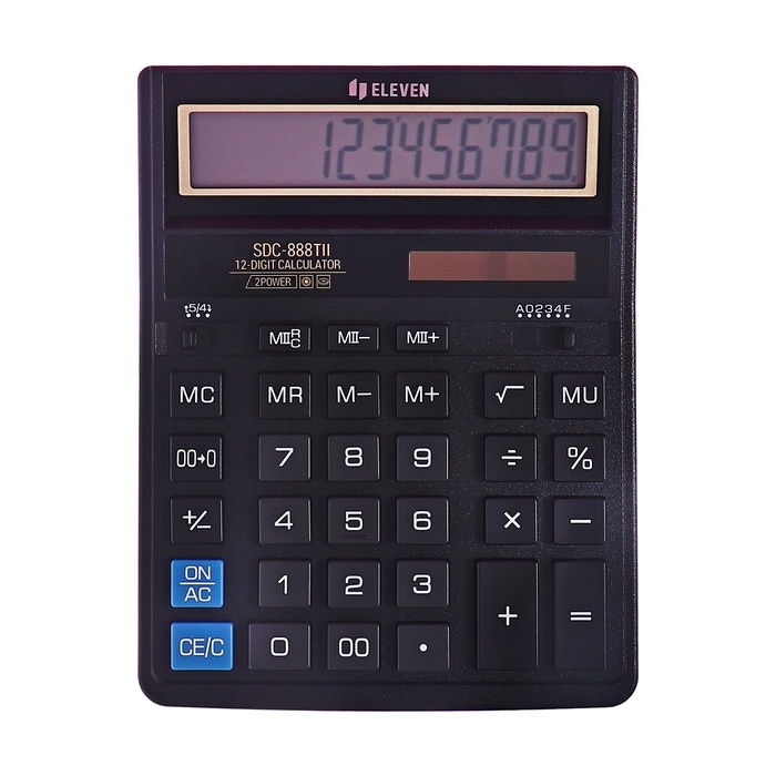 Калькулятор настольный Eleven "SDC888TII", 12-разрядный, 159 х 205 х 27 мм, двойное питание, чёрный