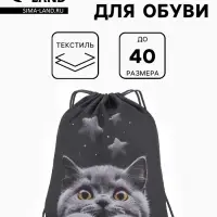 Мешок для обуви &laquo;Котик&raquo; Stavia, 43.5&times;1&times;36 см, чёрный