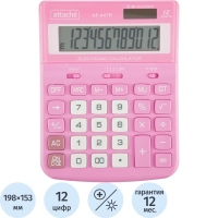 Калькулятор настольный ПОЛНОРАЗМ Attache AF-447R,12р,дв.пит,роз,198x153x42