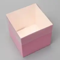 Коробка для цветов с PVC крышкой, 12×12×12 см, розовая