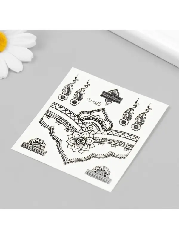 Переводные тату на тело чёрные «Ажурные узоры», 8×7.5 см