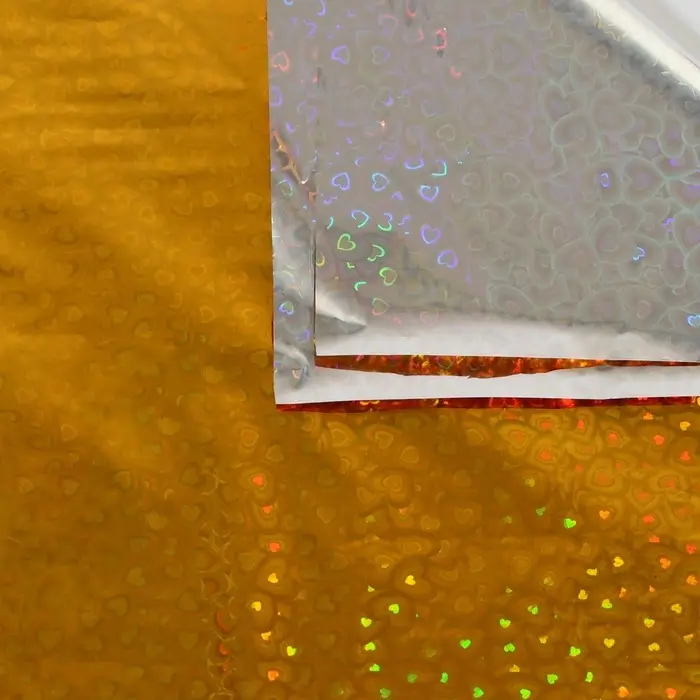 Пленка голографическая, «Сердечки», золотая, 70 см × 1 м Пленка голографическая, «Сердечки», золотая, 70 см × 1 м