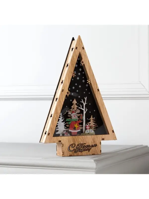 Светодиодная фигура &laquo;Новогодний олень&raquo; 19&times;30&times;4.5 см, дерево, от батареек АААх2, свечение тёплое белое