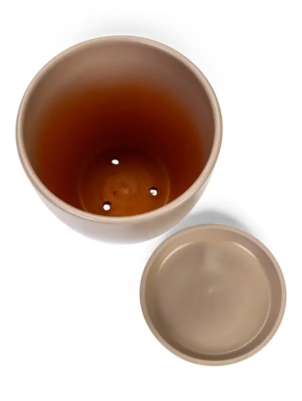 Горшок цветочный с поддоном 5 л, d122/h19,5 см капучино керамика, Горшок цветочный с поддоном 5 л, d122/h19,5 см капучино керамика, "Туман" (М)