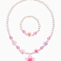 Набор детский &laquo;Выбражулька. Цветок и жемчуг&raquo;, 2 предмета: бусы, браслет, разноцветный