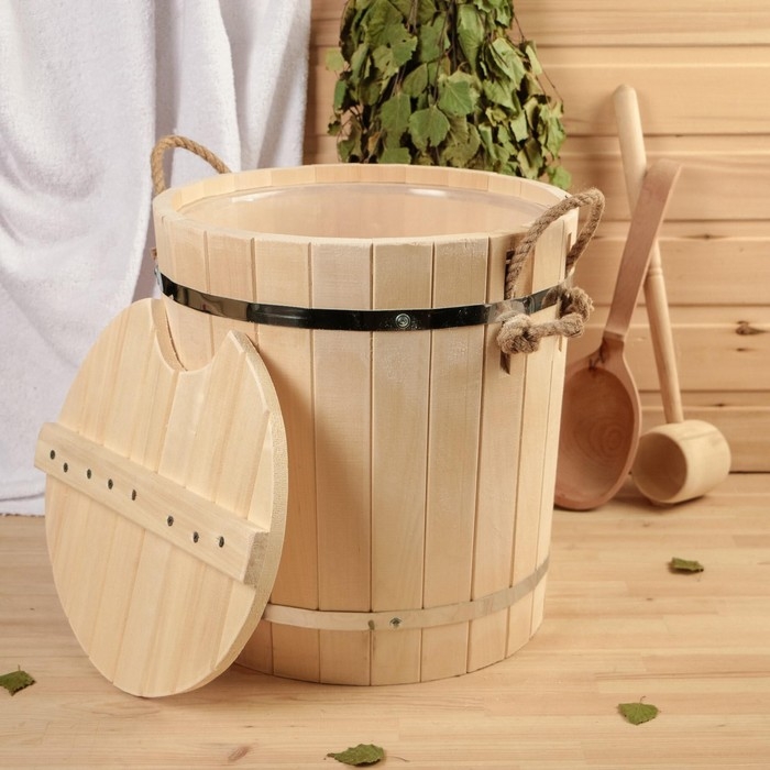 Запарник из липы, 18л, пластиковая вставка, с крышкой,  Запарник из липы, 18л, пластиковая вставка, с крышкой, "Добропаровъ"