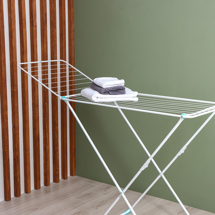 Сушилка для белья напольная складная, рабочая длина 20 м, цвет белый Сушилка для белья напольная складная, рабочая длина 20 м, цвет белый