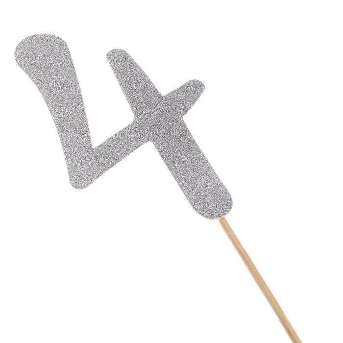 Топпер в торт «Цифра 4», серебряный Топпер в торт «Цифра 4», серебряный