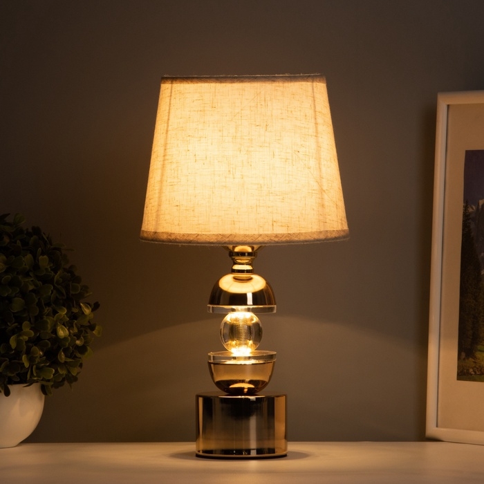 Лампа настольная Лампа настольная "Сатори" 1х40Вт Е27+подсветка LED 5Вт золото 18х18х29,5см