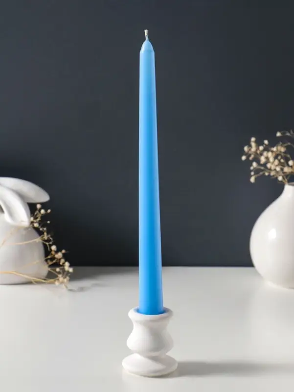 Набор свечей античных 25 см, 2 шт., 58 г, 7 ч, пастельно-голубой