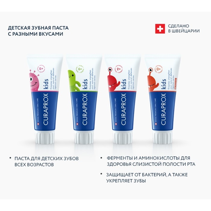 Зубная паста Curaprox Kids Zero, со вкусом клубники, 60 мл Зубная паста Curaprox Kids Zero, со вкусом клубники, 60 мл