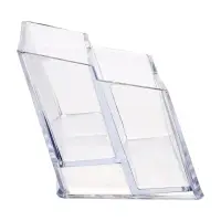 Подставка для визиток, прозрачная, 2 отделения