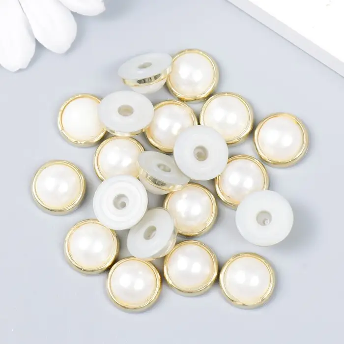 Декор для творчества пластик Декор для творчества пластик "Полужемчужина с ободком" набор 20 шт 1,3х1,3 см