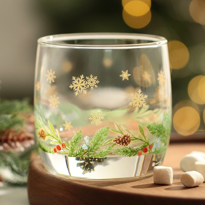 Новый год. Стакан стеклянный «Зимний букет», 310 мл Новый год. Стакан стеклянный «Зимний букет», 310 мл