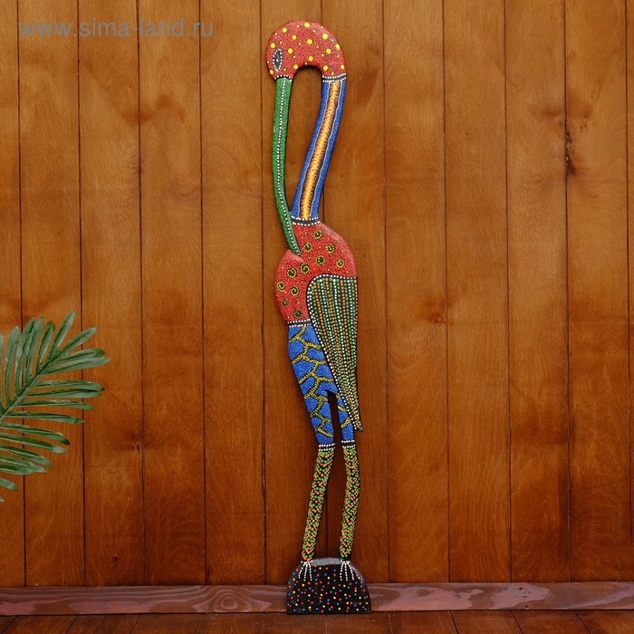 Панно настенное дерево "Аист цветной" 95х13х1 см МИКС