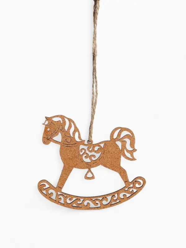 Ёлочное украшение "Лошадка" резная 9х8 см, Дуб