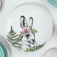 Набор посуды на 4 персоны Dolce Ceramo. «Пасха. Лесные персонажи», 16 предметов: 4 тарелки 23 см, 4 миски 14,5 см, 4 кружки 250 мл, 4 блюдца 15 см