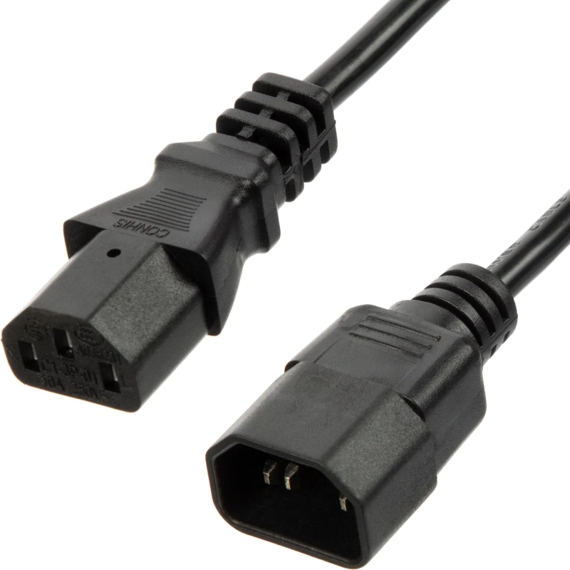 Кабель питания C13(F)-C14, 10А, 0,75мм2, 1.8м, чер (OPC002)