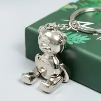 Брелок для ключей на кольце &laquo;Мишка&raquo;, металл под серебро, лапы двигаются, 2.3&times;1&times;4 см