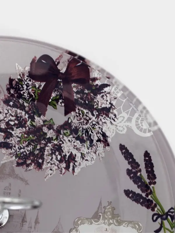 Этажерка - фруктовница круглая Доляна &laquo;Лаванда&raquo;, 2 яруса, d=25/20 см, стекло, цвет сиреневый