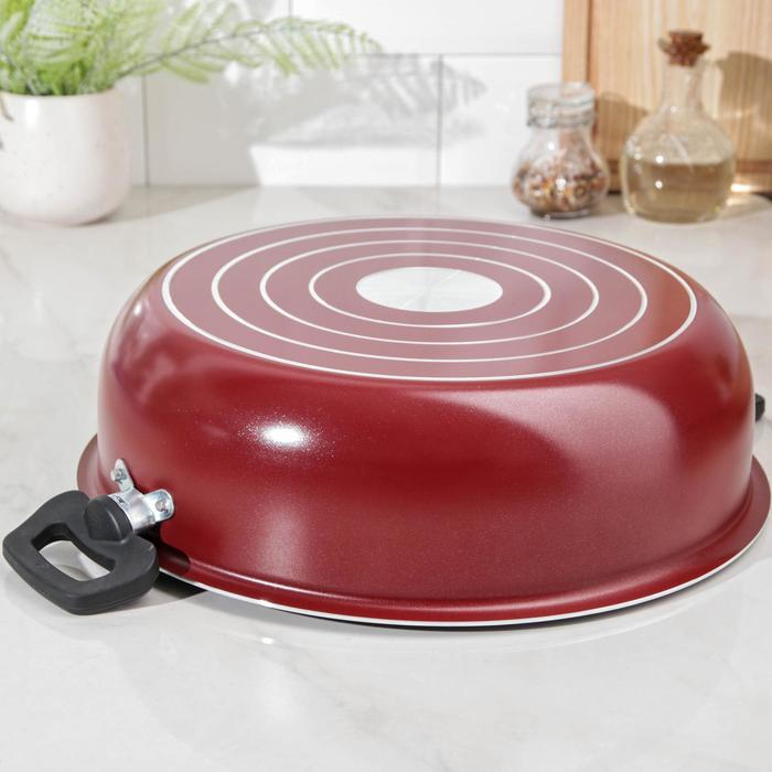 Жаровня-сковорода «Эксперт», 4 л, d=28 см, стеклянная крышка, антипригарное покрытие, цвет бордовый Жаровня-сковорода «Эксперт», 4 л, d=28 см, стеклянная крышка, антипригарное покрытие, цвет бордовый