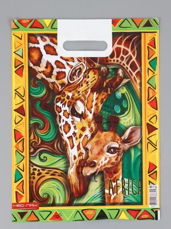 Пакет "Жираф , полиэтиленовый с вырубной ручкой 30х40 см, 60 мкм