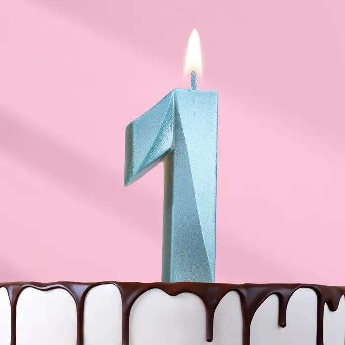 Свеча в торт «Цифра 1», голубая, 6.5 см Свеча в торт «Цифра 1», голубая, 6.5 см