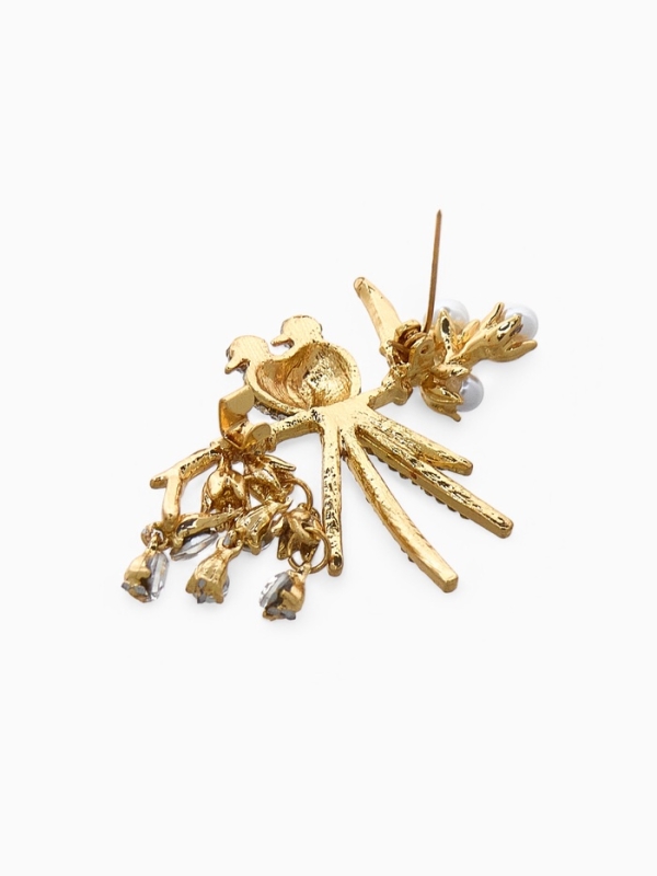 Брошь «Птицы» сердце, цвет белый в золоте