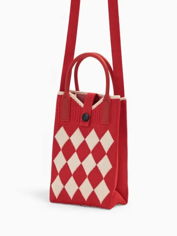 Сумка подр Ромбы, 12*4*17, отд на кнопке, дл ремень, красный Сумка подр Ромбы, 12*4*17, отд на кнопке, дл ремень, красный