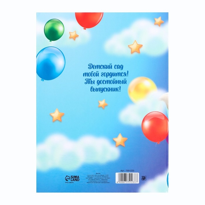 Диплом книжка на Выпускной «Выпускника детского сада», А5 Диплом книжка на Выпускной «Выпускника детского сада», А5