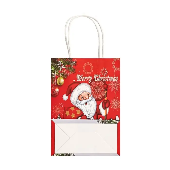 Пакет бумажный подарочный новогодний крафт «Дед Мороз с подарками» 120 г/м 15×8×21 см Пакет бумажный подарочный новогодний крафт «Дед Мороз с подарками» 120 г/м 15×8×21 см