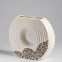 Ваза настольная керамика "Паскуаль" 16х19 см, бело-серый