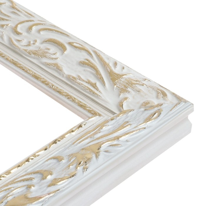 Рама для картин (зеркал) 70 х 90 х 4 см, дерево Рама для картин (зеркал) 70 х 90 х 4 см, дерево "Версаль", бело-золотая