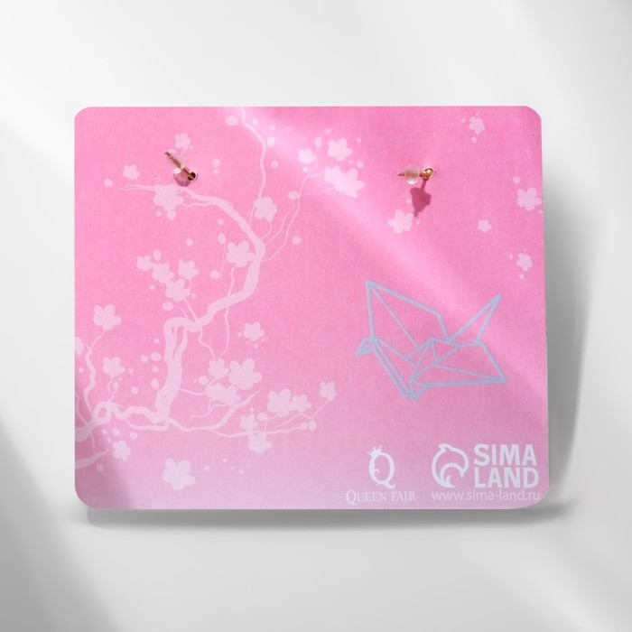 Серьги с жемчугом «Япония» тёмное оригами, цветные в золоте Серьги с жемчугом «Япония» тёмное оригами, цветные в золоте